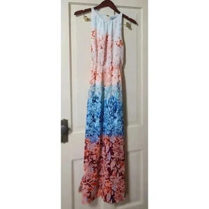 H&M Floral Maxi Dress - Size 4 (Open Back, Built-in Slip)